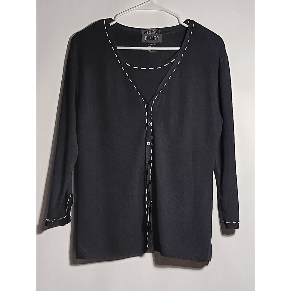Finity Woman 2 PC Top and Jacket Black Sleeveless Long Sleeves